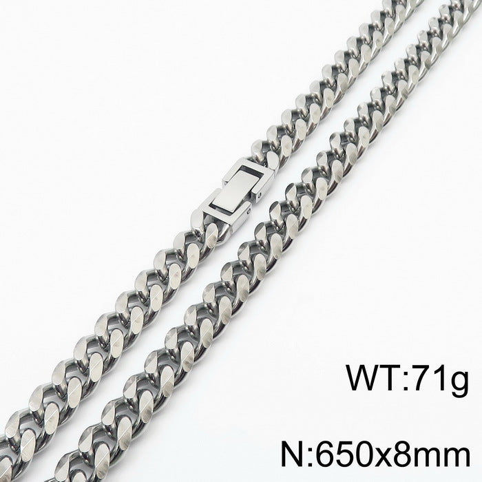 Simple Style Solid Color Titanium Steel Chain Men'S Necklace