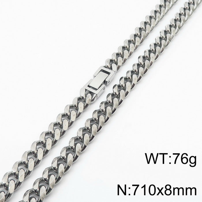 Simple Style Solid Color Titanium Steel Chain Men'S Necklace