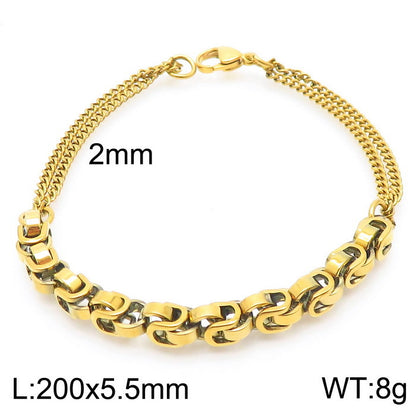 Hip-hop Retro Solid Color Titanium Steel Plating Chain Gold Plated Bracelets Necklace