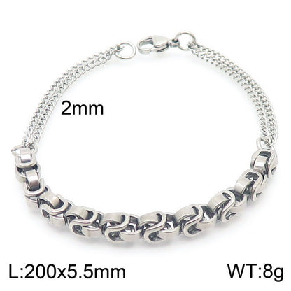 Hip-hop Retro Solid Color Titanium Steel Plating Chain Gold Plated Bracelets Necklace