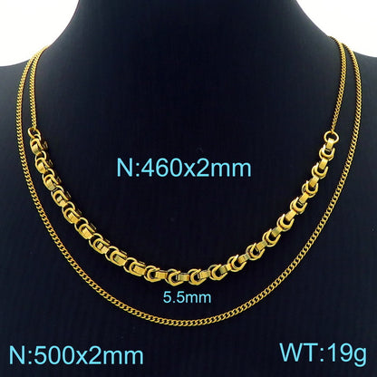 Hip-hop Retro Solid Color Titanium Steel Plating Chain Gold Plated Bracelets Necklace