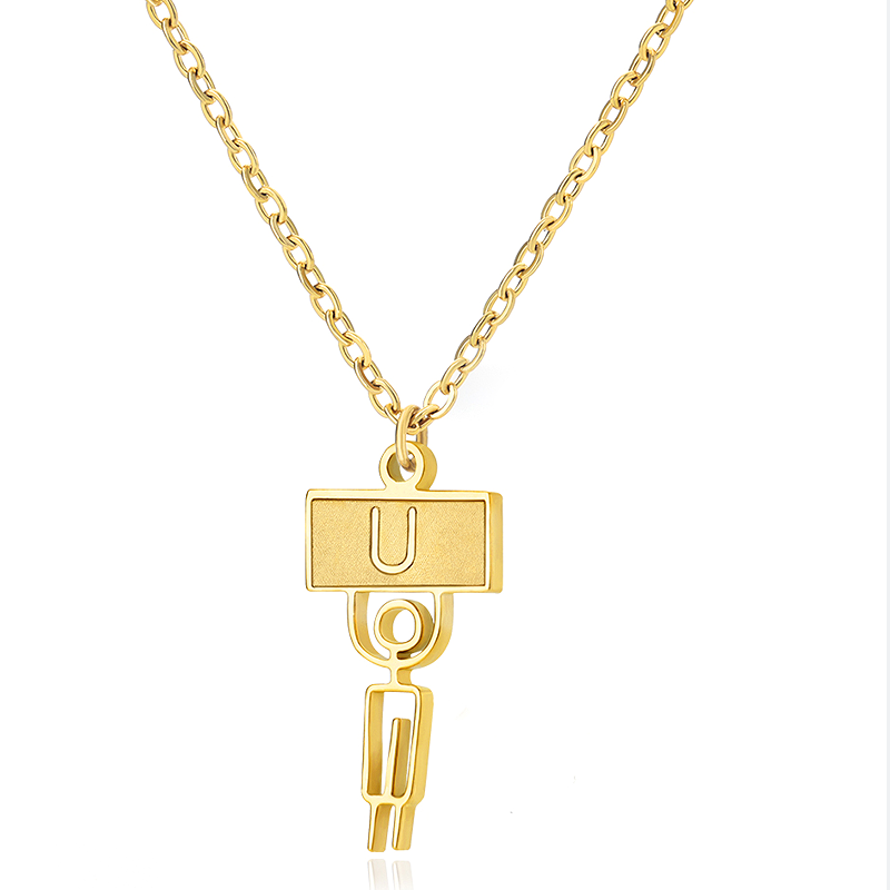 Ig Style Cute Vintage Style Cartoon Character Letter Stainless Steel Plating 18k Gold Plated Pendant Necklace