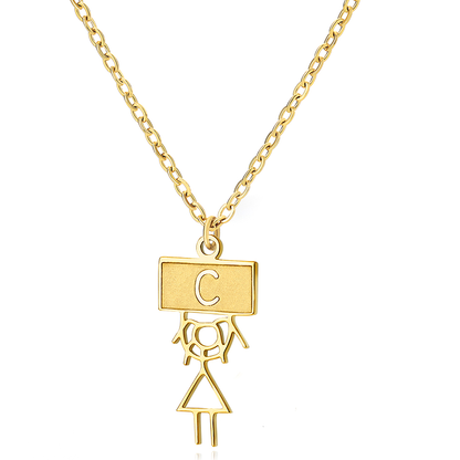 Ig Style Cute Vintage Style Cartoon Character Letter Stainless Steel Plating 18k Gold Plated Pendant Necklace