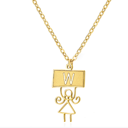 Ig Style Cute Vintage Style Cartoon Character Letter Stainless Steel Plating 18k Gold Plated Pendant Necklace