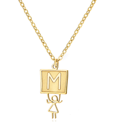 Ig Style Cute Vintage Style Cartoon Character Letter Stainless Steel Plating 18k Gold Plated Pendant Necklace