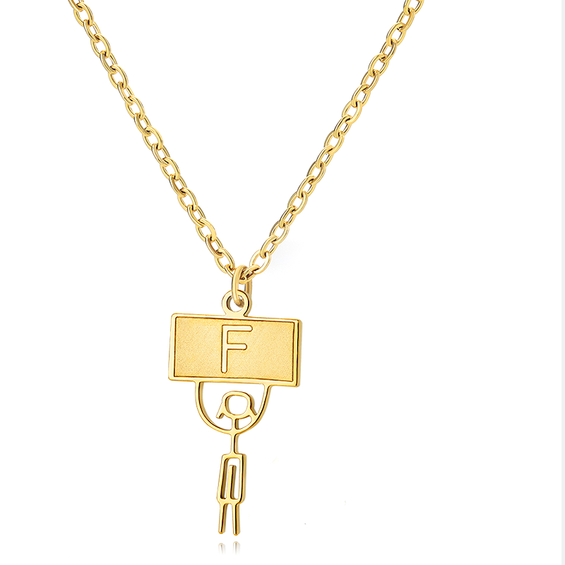 Ig Style Cute Vintage Style Cartoon Character Letter Stainless Steel Plating 18k Gold Plated Pendant Necklace