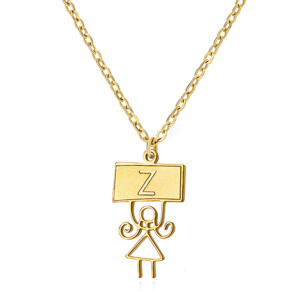 Ig Style Cute Vintage Style Cartoon Character Letter Stainless Steel Plating 18k Gold Plated Pendant Necklace