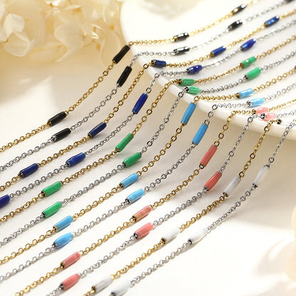 Wholesale Simple Style Geometric Stainless Steel Epoxy Plating Necklace