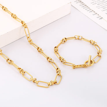 Simple Style Solid Color Stainless Steel Bracelets Necklace