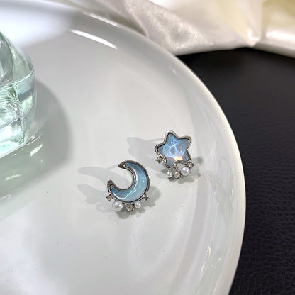 Ig Style Geometric Alloy Inlay Artificial Pearls Moonstone Zircon Women's Earrings 1 Pair