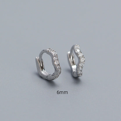 1 Pair Basic Modern Style Waves Plating Inlay Sterling Silver Zircon Earrings