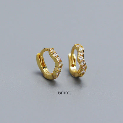 1 Pair Basic Modern Style Waves Plating Inlay Sterling Silver Zircon Earrings