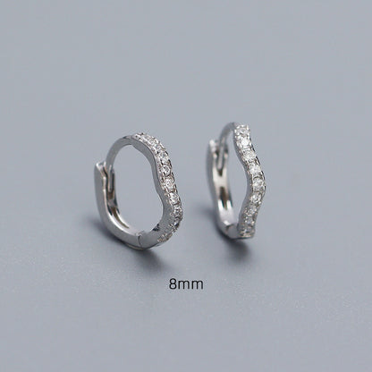 1 Pair Basic Modern Style Waves Plating Inlay Sterling Silver Zircon Earrings