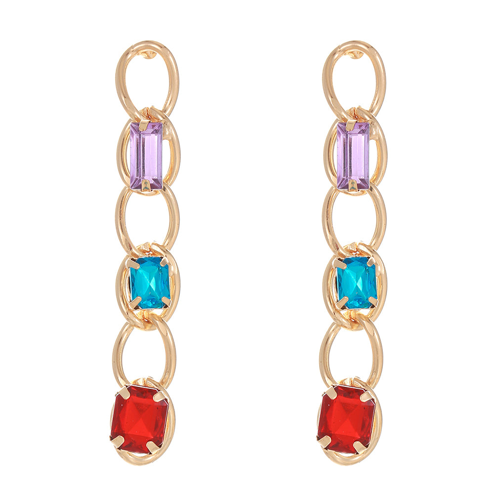 1 Pair Elegant Lady Geometric Plating Inlay Iron Zircon 24k Gold Plated Drop Earrings