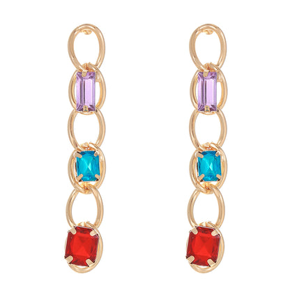 1 Pair Elegant Lady Geometric Plating Inlay Iron Zircon 24k Gold Plated Drop Earrings