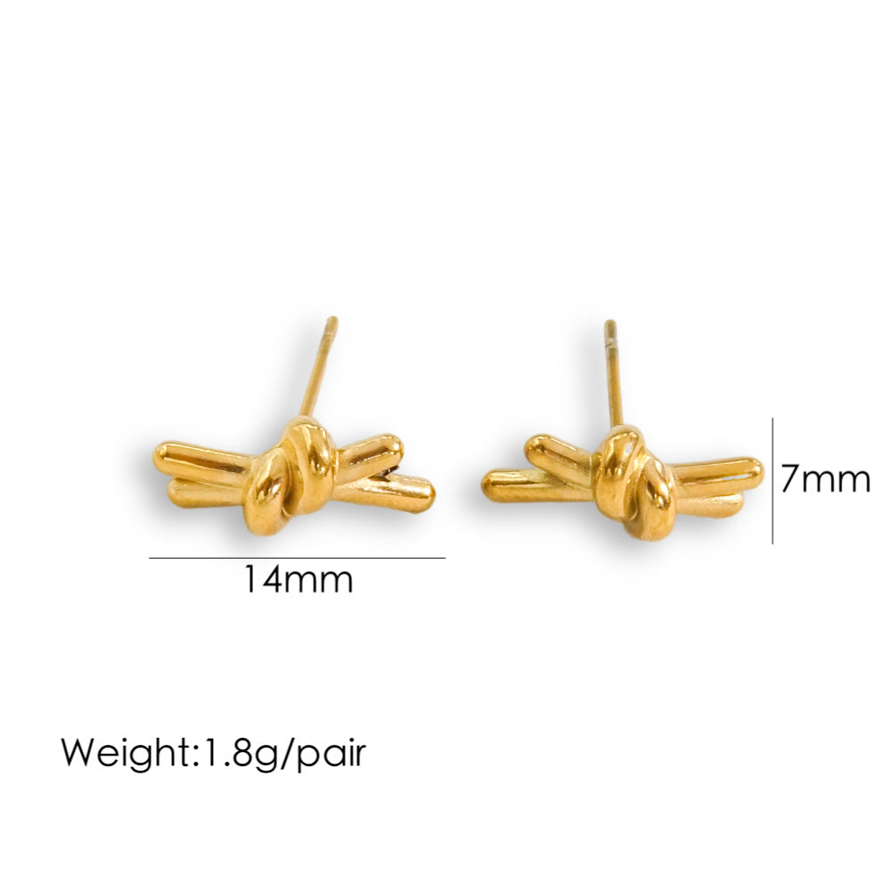 1 Pair Retro Geometric Leaf Waves Plating Stainless Steel Ear Studs