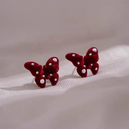 Fairy Style Sweet Butterfly Cloth Women's Ear Studs