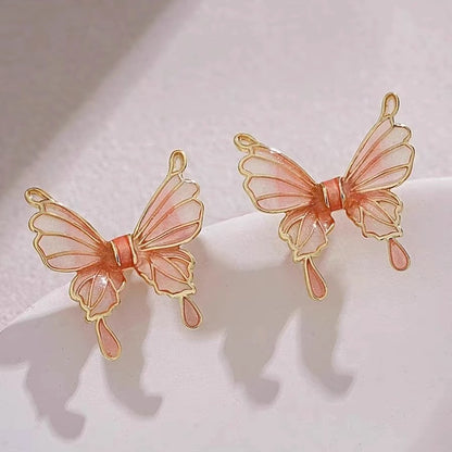 Fairy Style Sweet Butterfly Cloth Women's Ear Studs