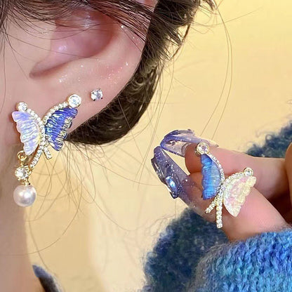 Fairy Style Sweet Butterfly Cloth Women's Ear Studs