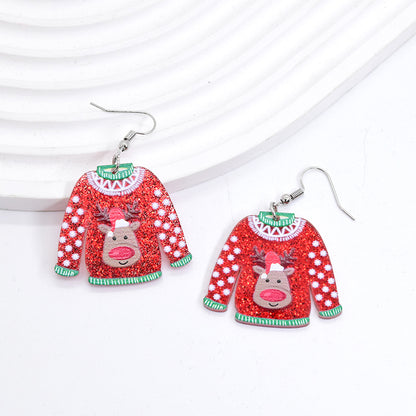 1 Pair Simple Style Christmas Tree Printing Arylic Drop Earrings