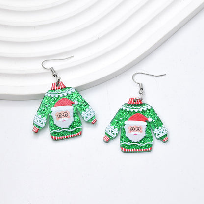 1 Pair Simple Style Christmas Tree Printing Arylic Drop Earrings