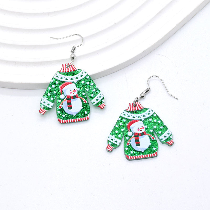 1 Pair Simple Style Christmas Tree Printing Arylic Drop Earrings