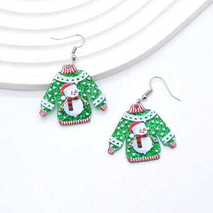 1 Pair Simple Style Christmas Tree Printing Arylic Drop Earrings