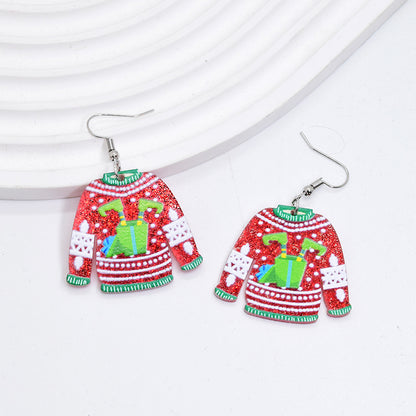 1 Pair Simple Style Christmas Tree Printing Arylic Drop Earrings