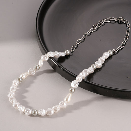 Elegant Romantic Modern Style Geometric Stainless Steel Imitation Pearl Beaded Necklace