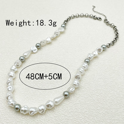 Elegant Romantic Modern Style Geometric Stainless Steel Imitation Pearl Beaded Necklace