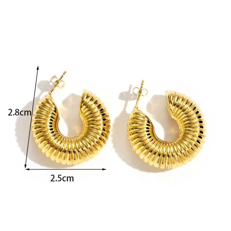 1 Pair Retro Simple Style C Shape Plating Stainless Steel 18k Gold Plated Earrings