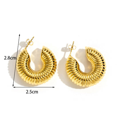 1 Pair Retro Simple Style C Shape Plating Stainless Steel 18k Gold Plated Earrings