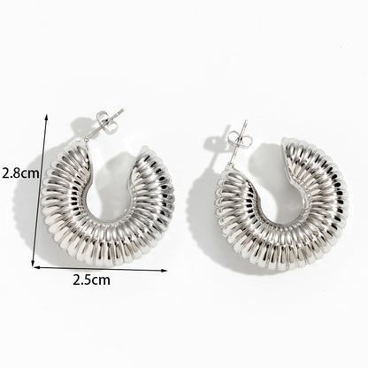 1 Pair Retro Simple Style C Shape Plating Stainless Steel 18k Gold Plated Earrings