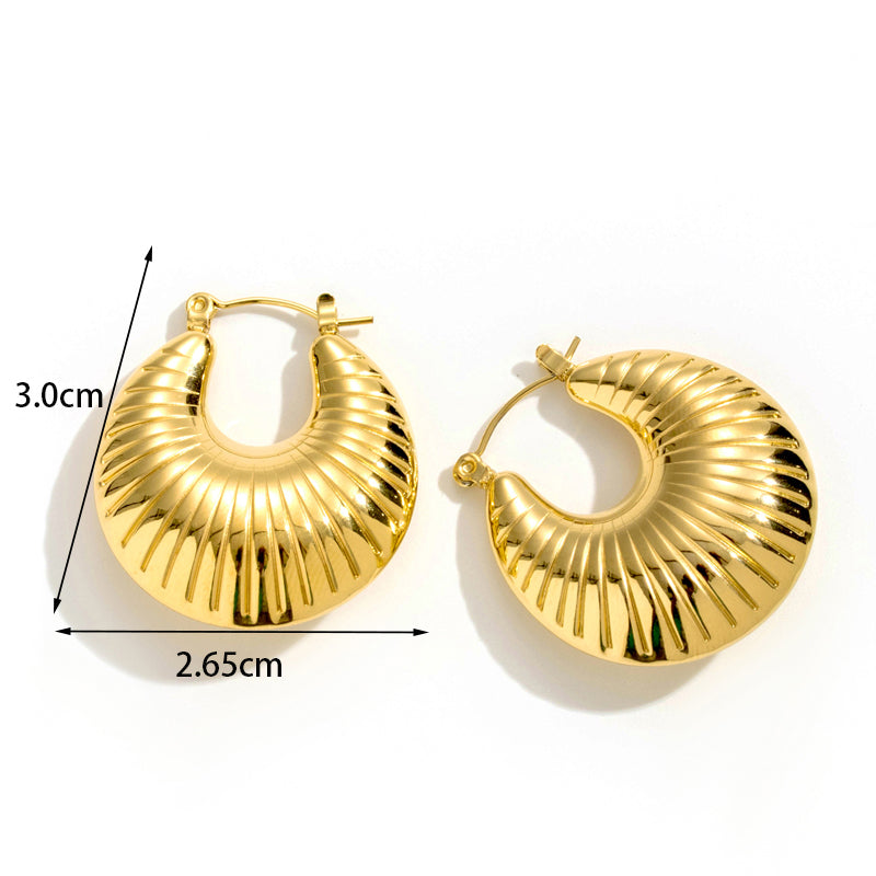 1 Pair Retro Simple Style C Shape Plating Stainless Steel 18k Gold Plated Earrings