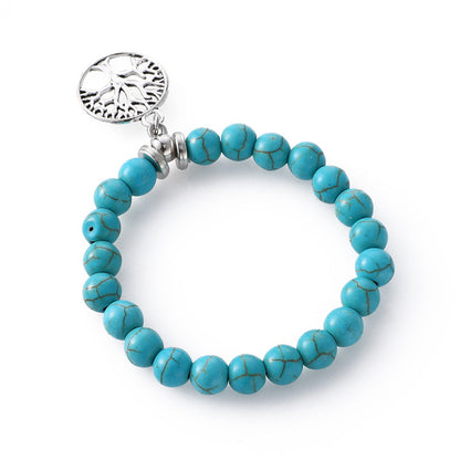 Casual Simple Style Classic Style Tree Arylic Alloy Turquoise Beaded Unisex Bracelets