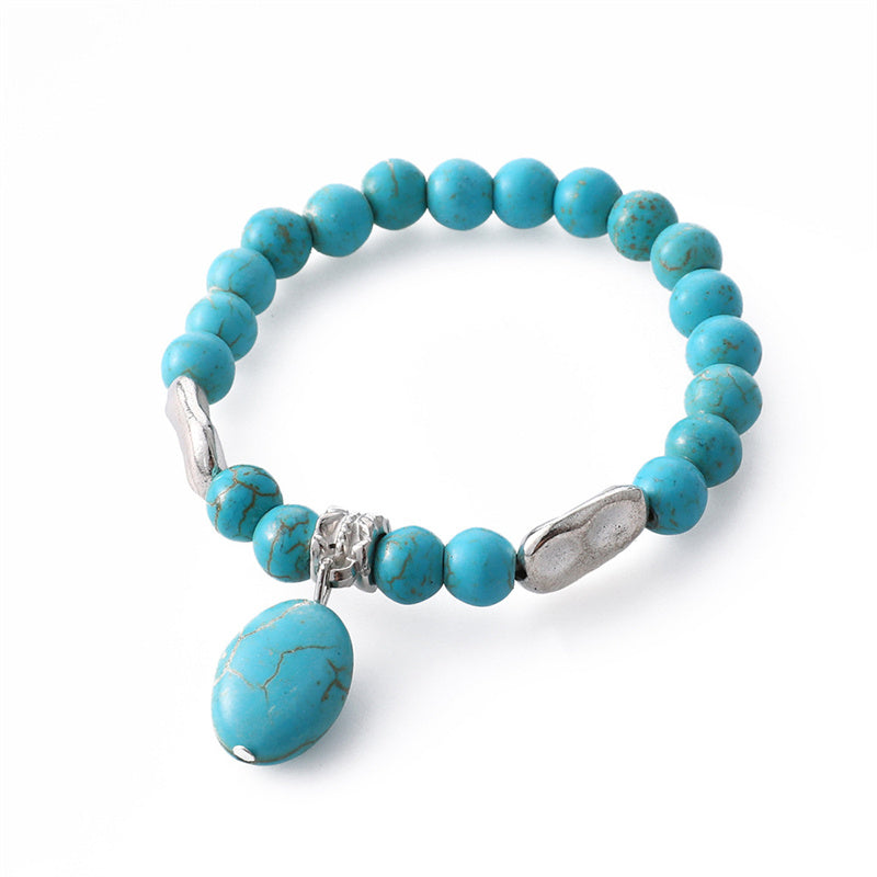 Casual Simple Style Classic Style Tree Arylic Alloy Turquoise Beaded Unisex Bracelets