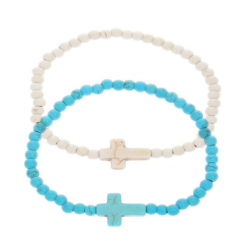 Casual Simple Style Classic Style Tree Arylic Alloy Turquoise Beaded Unisex Bracelets