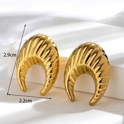 1 Pair Retro Simple Style C Shape Horns Plating Stainless Steel 18k Gold Plated Ear Studs