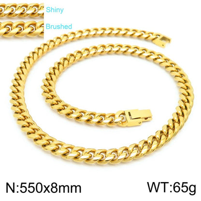 Classic Style Solid Color Titanium Steel Chain Bracelets Necklace