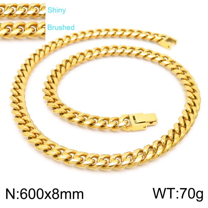 Classic Style Solid Color Titanium Steel Chain Bracelets Necklace