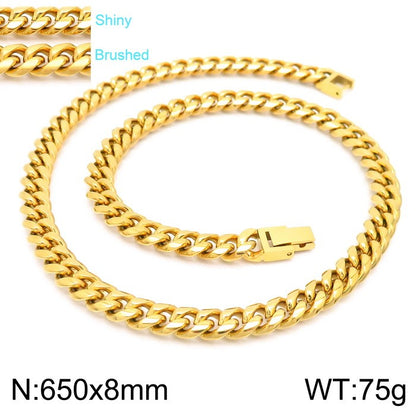 Classic Style Solid Color Titanium Steel Chain Bracelets Necklace