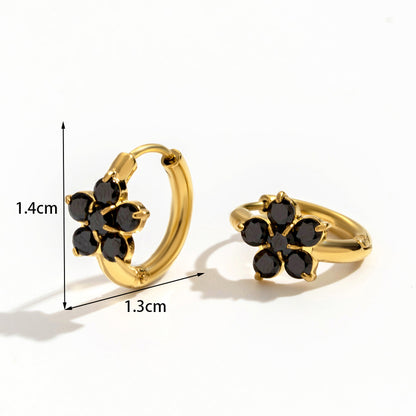 1 Pair Vintage Style French Style Simple Style Geometric Tassel Flower Plating Inlay Stainless Steel Zircon 18k Gold Plated Drop Earrings