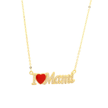 Elegant Letter Heart Shape Copper Plating Inlay Zircon 18k Gold Plated Pendant Necklace
