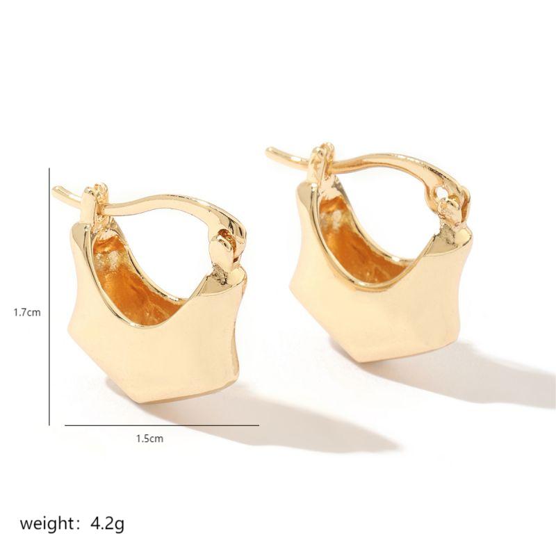 1 Pair Simple Style Geometric Solid Color Polishing Plating Copper 18K Gold Plated Hoop Earrings