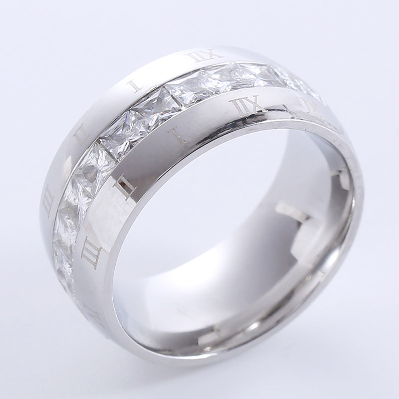 Elegant Romantic Solid Color Stainless Steel Plating Inlay Rhinestones 18k Gold Plated Rings