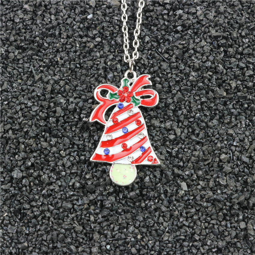 Cute Christmas Tree Sock Snowman Alloy Christmas Women's Pendant Necklace