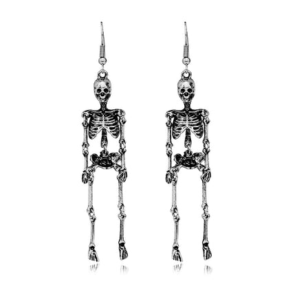 1 Pair Retro Punk Skull Plating Alloy Drop Earrings