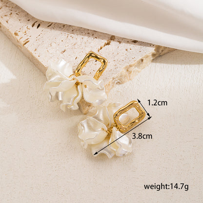 1 Pair Simple Style Heart Shape Plating Inlay Stainless Steel Artificial Pearls 18k Gold Plated Drop Earrings