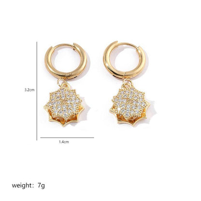 1 Pair Simple Style Sun Polishing Plating Inlay Stainless Steel Zircon 18K Gold Plated Drop Earrings