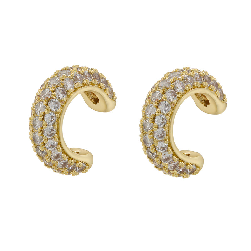 1 Pair Casual Classic Style C Shape Plating Inlay Copper Zircon 18k Gold Plated Ear Cuffs